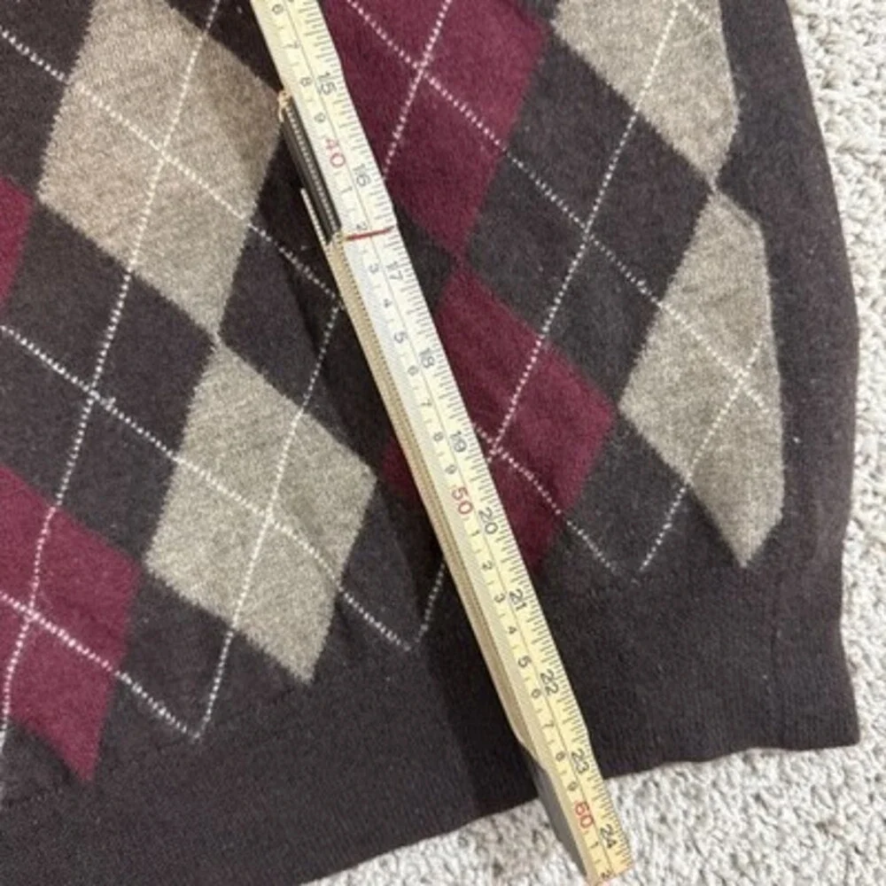 Banana Republic Mens M Merino Wool Argyle Sweater Brown‎ Red Tan Classic EUC